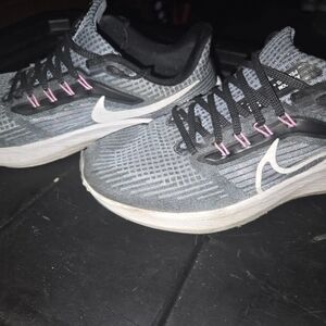 Nike Gray and Pink Sneakers with Mesh Upper
